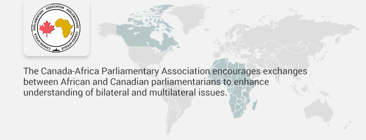CAAF logo, The Canada-Africa Parliamentary Association encourages exchanges between African and Canadian parliamentarians to enhance understanding of bilateral and multilateral issues.
