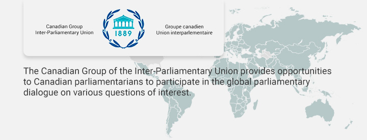 UIPU logo, The Canadian Group of the Inter-Parliamentary Union (IUP) provides opportunities to Canadian parliamentarians to participate in the global parliamentary dialogue on various questions of interest.