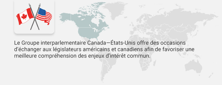 Logo CEUS, Le Groupe interparlementaire Canada-États-Unis offre des occasions d’échanger aux législateurs américains et canadiens afin de favoriser une meilleure compréhension des enjeux d’intérêt commun.