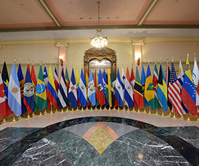 Flags of member countries of the ParlAmericas