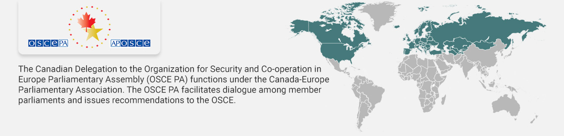 SECO logo, The Canadian Delegation to the OSCE Parliamentary Assembly provides a forum for Canadian parliamentarians to exchange information and ideas with their counterparts in the region.