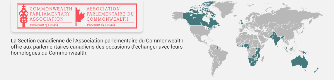Logo CCOM, La Section canadienne de l’Association parlementaire du Commonwealth offre aux parlementaires canadiens des occasions d’échanger avec leurs homologues du Commonwealth.
