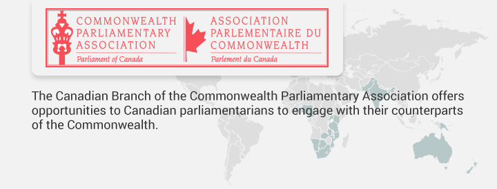 CCOM logo, The Canadian Branch of the Commonwealth Parliamentary Association offers opportunities to Canadian parliamentarians to engage with their counterparts of the Commonwealth.