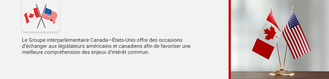 Logo CEUS, Le Groupe interparlementaire Canada-États-Unis offre des occasions d’échanger aux législateurs américains et canadiens afin de favoriser une meilleure compréhension des enjeux d’intérêt commun.