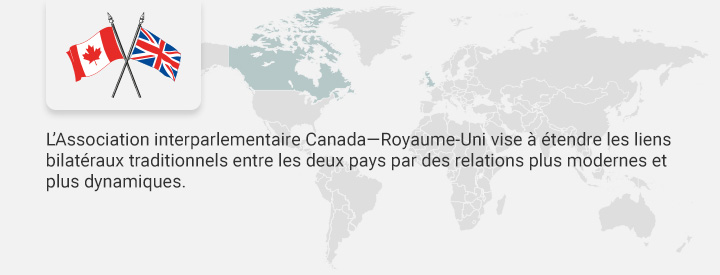 Logo RUUK, L’Association interparlementaire Canada-Royaume-Uni vise à étendre les liens bilatéraux traditionnels entre les deux pays par des relations plus modernes et plus dynamiques. 