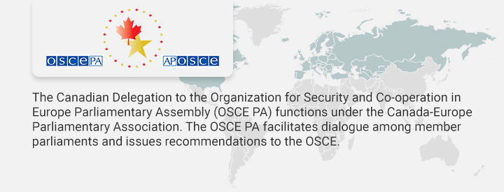 SECO logo, The Canadian Delegation to the OSCE Parliamentary Assembly provides a forum for Canadian parliamentarians to exchange information and ideas with their counterparts in the region.