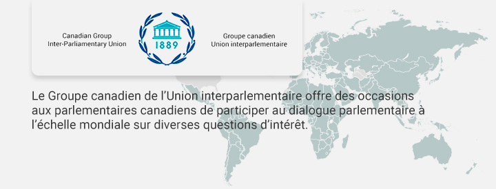 Logo UIPU, Le Groupe canadien de l’Union interparlementaire (UIP) offre des occasions aux parlementaires canadiens de participer au dialogue parlementaire à l’échelle mondiale sur diverses questions d’intérêt.