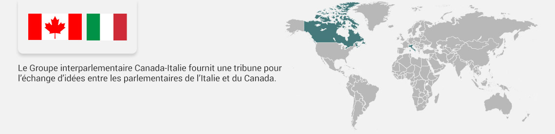 Le Groupe interparlementaire Canada-Italie fournit une tribune pour l’échange d’idées entre les parlementaires de l’Italie et du Canada.