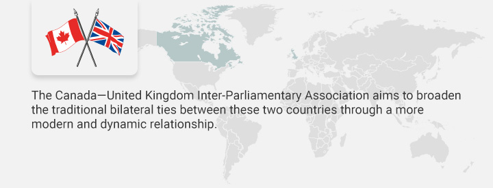 RUUK logo, The Canada-United Kingdom Inter-Parliamentary Association aims to broaden the traditional bilateral ties between these two countries through a more modern and dynamic relationship.